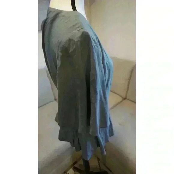 LOFT Outlet Petite Blue/Sage Wrap Blouse, Size L - Picture 9 of 12